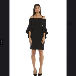 Elegant Black Off-Shoulder R&M Richards Cocktail Dress Size 12